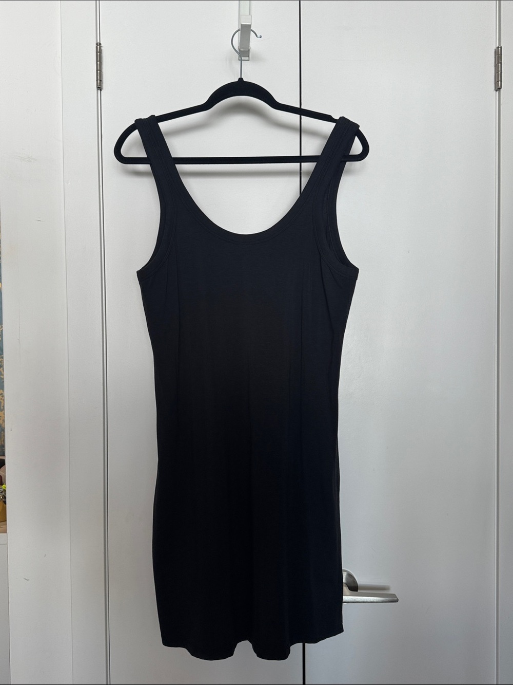 Sleek Black Scoop Neck Mini Dress